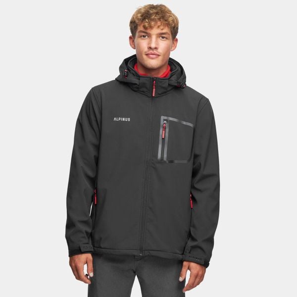 Kurtka softshellowa turystyczna męska Alpinus Stenshuvud. Czarne kurtki męskie Alpinus, m, bez wzorów, z materiału, bez kaptura. Za 279.00 zł.