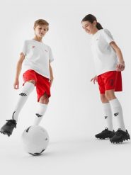 4F T-shirt z nadrukiem dziecięcy 4F x Robert Lewandowski - biały 164 (13-14 lat). Białe t-shirty i topy dla dziewczynek 4f, bez wzorów, z bawełny, bez ramiączek. W wyprzedaży za 49.99 zł.