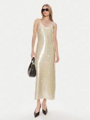 Samsøe Samsøe Sukienka koktajlowa Sally F24100193 Złoty Slim Fit. Żółte sukienki damskie Samsøe & Samsøe, m, bez wzorów, z syntetyku, wizytowe, bez kołnierzyka, bez ramiączek. Za 479.99 zł.