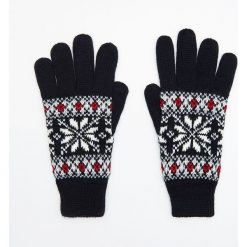 Wzorzyste rękawiczki pięciopalczaste - Granatowy. Niebieskie rękawiczki damskie Cropp. Za 34.99 zł.