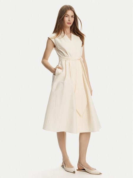 Marella Sukienka codzienna Ossola 2513221172 Écru Regular Fit. Sukienki damskie Marella, na co dzień, bez wzorów, z bawełny, bez kołnierzyka, bez ramiączek, proste. Za 749.99 zł.