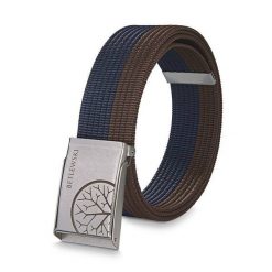 Pasek parciany BETLEWSKI brązowo-granatowy PRC-10_SR-3 XL. Brązowe paski damskie Betlewski, bez wzorów, z materiału. Za 34.99 zł.