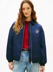 Tommy Hilfiger kurtka bomber Kobiety Sztuczne włókno niebieski, M. Niebieskie kurtki damskie Tommy Hilfiger, m, bez wzorów, z włókna, bez kaptura. Za 599.95 zł.