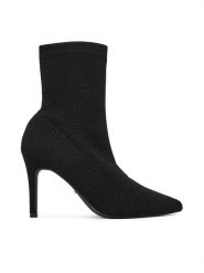 DeeZee Botki AB-1987-2 Czarny. Czarne botki damskie DeeZee, z materiału, bez obcasa, na szpilce, bez zapięcia. Za 189.99 zł.