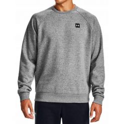 Bluza fitness męska Under Armour Rival Fleece Crew. Szare bluzy męskie Under Armour, bez zapięcia, na fitness i siłownię. Za 129.99 zł.