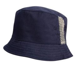 Deluxe Washed Cotton Mesh Panel Bucket Hat. Niebieskie czapki i kapelusze damskie RESULT HEADWEAR, bez wzorów, z meshu. Za 46.99 zł.