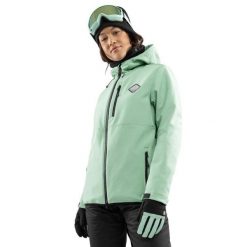 Damska kurtka snowboardowa Sporty zimowe Siroko W2-W Emerald. Zielone kurtki sportowe damskie SIROKO, na zimę, bez wzorów, z softshellu, bez kaptura, narciarskie. W wyprzedaży za 339.00 zł.