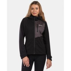 Damska kurtka softshell Kilpi BELTRA-W. Czarne kurtki sportowe damskie Kilpi, xl, bez wzorów, z softshellu, bez kaptura, trekkingowe. Za 473.69 zł.