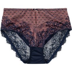 Figi maxi z delikatną koronką. Niebieskie figi damskie bonprix, bez wzorów, z koronki. Za 39.99 zł.