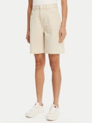 Tommy Jeans Bermudy DW0DW21646 Beżowy Regular Fit. Brązowe szorty damskie Tommy Jeans, bez wzorów, z bawełny. Za 239.99 zł.