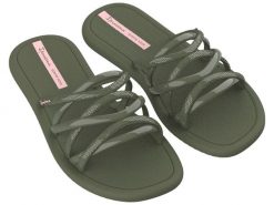 Klapki damskie Ipanema Meu Sol Slide. Zielone klapki damskie Ipanema, bez wzorów, z materiału, sportowe, bez obcasa. Za 121.00 zł.
