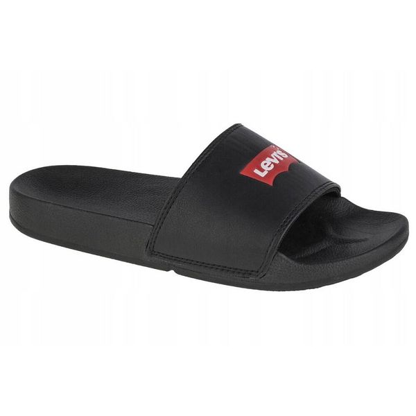 Klapki Unisex Dla Dorosłych June Batwing. Czarne klapki damskie Levi's, bez wzorów, z gumy, bez obcasa, na obcasie. Za 99.00 zł.