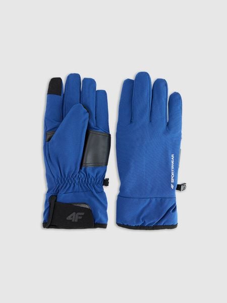 4F Rękawiczki zimowe Touch Screen uniseks - granatowe L. Niebieskie rękawiczki damskie 4f, na zimę, bez wzorów, z materiału, klasyczne. Za 89.99 zł.