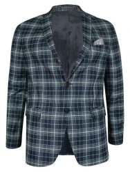 Marynarka Granatowo-Szara w Kratkę, Casualowa, Slim, Dwa Guziki, Dwa Rozcięcia -GAVIOLI. Niebieskie marynarki męskie Gavioli, bez wzorów, z elastanu. Za 399.00 zł.
