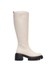 Nine West Kozaki CEO-SUMAYA-01 Écru. Kozaki damskie Nine West, z materiału, bez obcasa, na słupku. Za 329.99 zł.