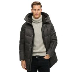 Kurtka puchowa w zygzaki Superdry City. Szare bluzki z długim rękawem męskie Superdry., m, bez wzorów, z puchu, eleganckie, bez kołnierzyka. Za 894.35 zł.