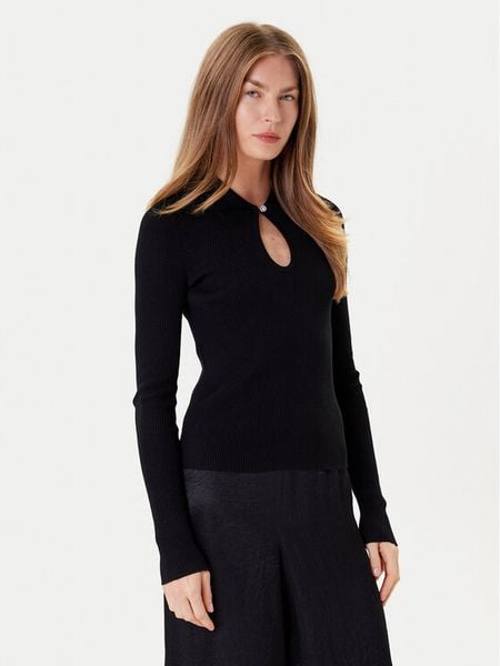 Marella Sweter Plume 2525366111 Czarny Slim Fit. Czarne swetry damskie Marella, l, bez wzorów, z wiskozy, bez kołnierzyka, bez ramiączek, bez kaptura. Za 309.99 zł.