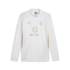 Treningowy top Milan AC 2024/25. Białe koszulki sportowe męskie Puma, bez wzorów, bez kołnierzyka, bez ramiączek, do piłki nożnej. W wyprzedaży za 242.25 zł.