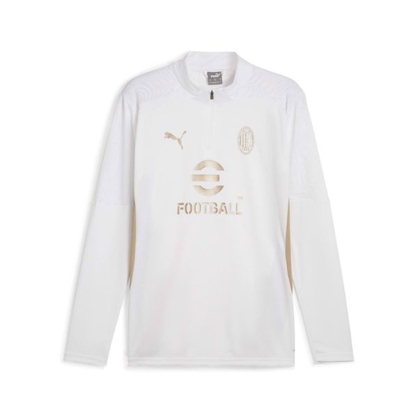 Treningowy top Milan AC 2024/25. Białe koszulki sportowe męskie Puma, bez wzorów, bez kołnierzyka, bez ramiączek, do piłki nożnej. W wyprzedaży za 242.25 zł.