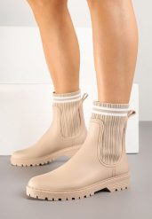 Beżowe Kalosze ze Skarpetkową Cholewką Lanisora. Brązowe obuwie sportowe damskie Born2be, bez wzorów, trekkingowe. Za 79.99 zł.