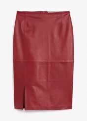 Spódnica ze skóry jagnięcej nappa. Czarne spódnice damskie bonprix, bez wzorów, ze skóry, eleganckie, dopasowane. Za 599.99 zł.