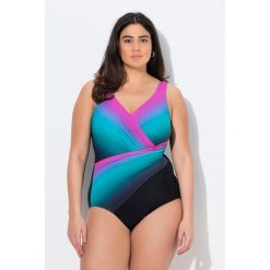 Damski Kostium kąpielowy cieniowanie miękkie miseczki drapowanie. Czarne kostiumy jednoczęściowe damskie Ulla Popken, l, bez wzorów, z elastanu, sportowe, plus size, do pływania. Za 294.99 zł.