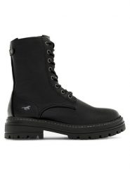Mustang Botki 1398-507 Czarny. Czarne botki damskie Mustang, z materiału, bez obcasa, na płaskiej podeszwie, bez zapięcia. Za 349.99 zł.