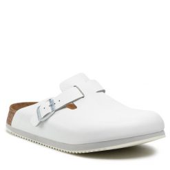 Klapki Birkenstock. Czarne klapki damskie Birkenstock, bez wzorów, bez obcasa. Za 399.99 zł.