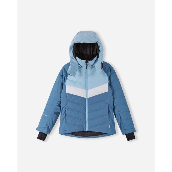 Kurtka z kapturem dla dziewczynki Reima Luppo. Niebieskie buty zimowe dziewczęce Reima, bez wzorów, z puchu, bez zapięcia. Za 440.99 zł.