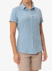 Koszula turystyczna damska Vaude Seiland Shirt III. Niebieskie koszule damskie Vaude, l, bez wzorów, z materiału, bez kołnierzyka, bez ramiączek. Za 402.85 zł.