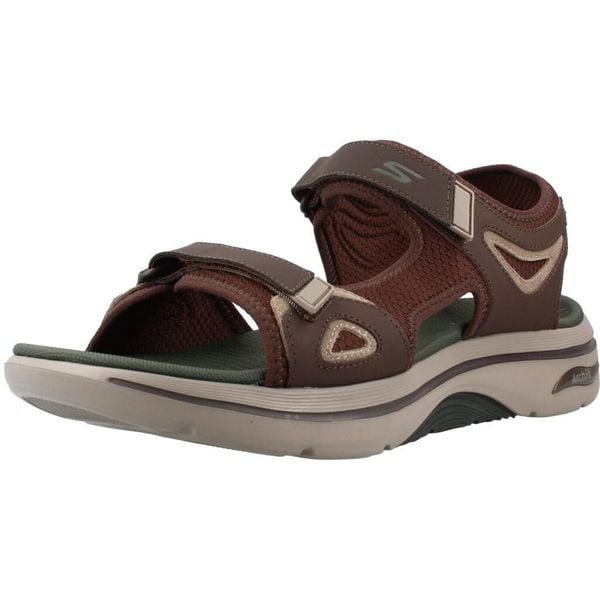 Sandały SKECHERS 229309S Brązowy. Brązowe sandały męskie Skechers, ze skóry, bez zapięcia. Za 317.99 zł.