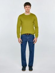 Sweter męski bawełniany zielony Simoner 301. Zielone swetry przez głowę męskie Big Star, l, z aplikacjami, z bawełny, bez kołnierzyka. Za 179.99 zł.