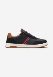 Granatowe Buty Sportowe z Ozdobnymi Wstawkami i Sznurowaniem Cinetra. Niebieskie buty sportowe męskie Born2be, bez zapięcia. Za 139.99 zł.
