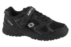 Buty sportowe Sneakersy chłopięce, Kitaura K. Czarne trampki i tenisówki chłopięce Lotto, bez wzorów, z materiału, sportowe, przed kostkę, bez zapięcia. Za 89.99 zł.