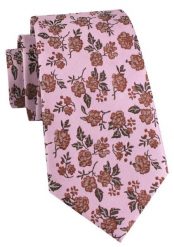 Męski Krawat - Jasny Róż, w Kwiaty - Alties. Czerwone krawaty i muchy Alties, bez wzorów, z tkaniny, eleganckie. Za 55.00 zł.