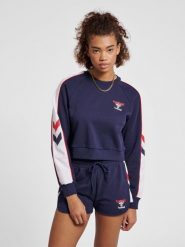 Damska bluza crop Hummel IC Durban. Niebieskie bluzy damskie Hummel, na wiosnę, xs, bez wzorów, z bawełny, bez kaptura. Za 185.65 zł.