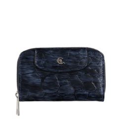 Damski portfel skórzany Canaletto – granatowy lakierowany z RFID | Elegancja i bezpieczeństwo PD1445s287 RFID. Niebieskie portfele damskie bez wzorów, z lakierowanej skóry. Za 180.50 zł.