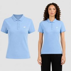 KOSZULKA DAMSKA POLO 4F BAWENIANA T-SHIRT Z KOŁNIERZYKIEM F0836. Niebieskie koszulki sportowe damskie 4f, uniwersalny, bez wzorów, z bawełny, bez kołnierzyka, bez ramiączek, na fitness i siłownię. Za 89.99 zł.