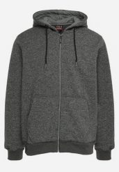 Ciemnoszara Bluza z Kapturem i Ściągaczami Flattera. Szare bluzy męskie Born2be, l, bez wzorów, z kapturem. Za 109.99 zł.