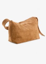 Torebka w optyce weluru. Brązowe torebki do ręki damskie bonprix, bez wzorów, z weluru, bez dodatków. Za 112.99 zł.