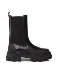 DKNY Sztyblety Jonie K3366233 Czarny. Czarne botki damskie DKNY, ze skóry, bez obcasa, na płaskiej podeszwie, bez zapięcia. Za 1,249.00 zł.