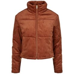 Kurtka damska Urban Classics corduroy puffer. Brązowe kurtki damskie Urban Classics, bez wzorów, z puchu, bez kaptura. Za 296.30 zł.