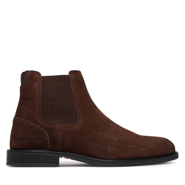 Sztyblety Tommy Hilfiger. Brązowe botki męskie Tommy Hilfiger, bez wzorów, bez zapięcia. Za 616.99 zł.