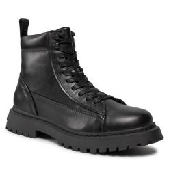 Trzewiki Tommy Jeans. Czarne botki męskie Tommy Jeans, bez wzorów, z jeansu, bez zapięcia. Za 449.99 zł.