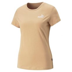 T-shirt z krótkim rękawem damski Puma ESS+ EMBROIDERY. Brązowe koszulki sportowe damskie Puma, xs, bez wzorów, bez kołnierzyka, bez ramiączek. Za 97.90 zł.