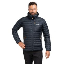 Kurtka puchowa męska Rab Microlight Alpine Jacket z kapturem. Szare kurtki sportowe męskie RAB, m, bez wzorów, z puchu, trekkingowe. Za 1,099.99 zł.
