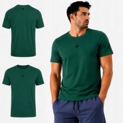 KOSZULKA 4F T-SHIRT MĘSKI NOWA JAKOŚĆ KOLEKCJA LIMITOWANA M3947 SS26. Niebieskie koszulki sportowe męskie 4f, m, bez wzorów, z bawełny, bez kołnierzyka, bez ramiączek, na fitness i siłownię. Za 54.99 zł.