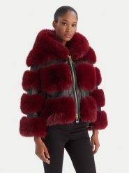 YES LONDON Futro 031 Bordowy Regular Fit. Czerwone płaszcze damskie YES LONDON, bez wzorów, z futra, bez kaptura. Za 2,939.00 zł.
