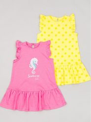 Zippy Komplet 2 sukienek ZBGAP0501 23007 Kolorowy Regular Fit. Sukienki dla dziewczynek zippy, bez wzorów, z bawełny, bez ramiączek. Za 69.99 zł.