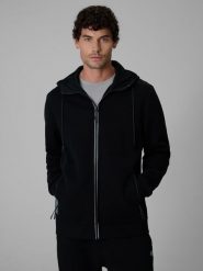 4F Bluza dresowa regular z kapturem męska - czarna S. Czarne bluzy męskie 4f, m, z aplikacjami, z dresówki, z kapturem, na fitness i siłownię. Za 269.99 zł.